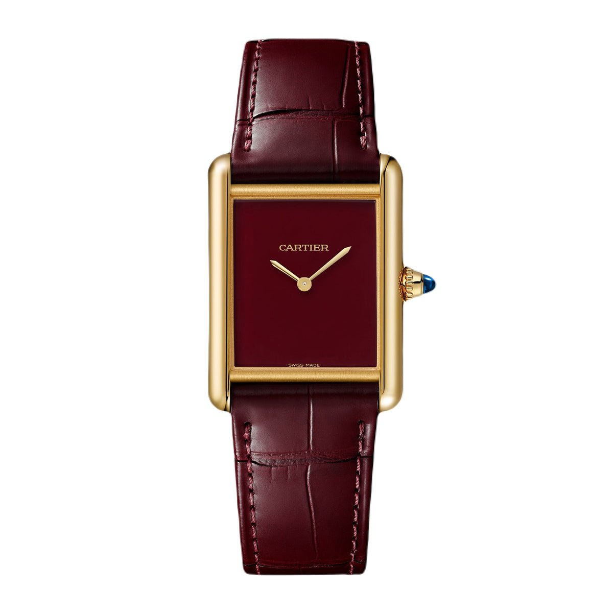 Tank Louis Cartier Medium Model | 25.5mm, 18K Yellow Gold, Alligator Leather, Red Dial - image 1