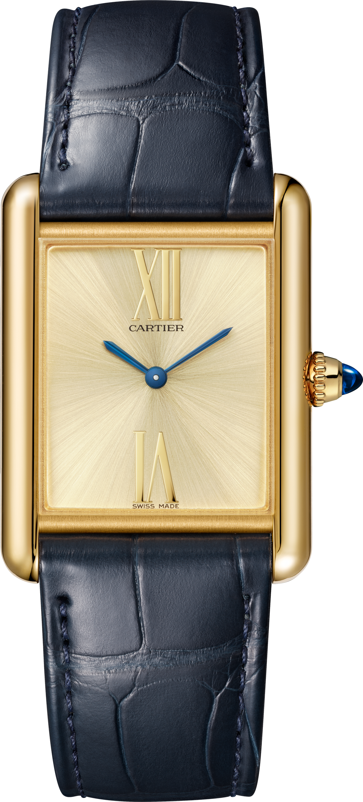 Tank Louis Medium Model | 25.5mm, 18K Yellow Gold, Alligator Leather, Gold Dial - image 1