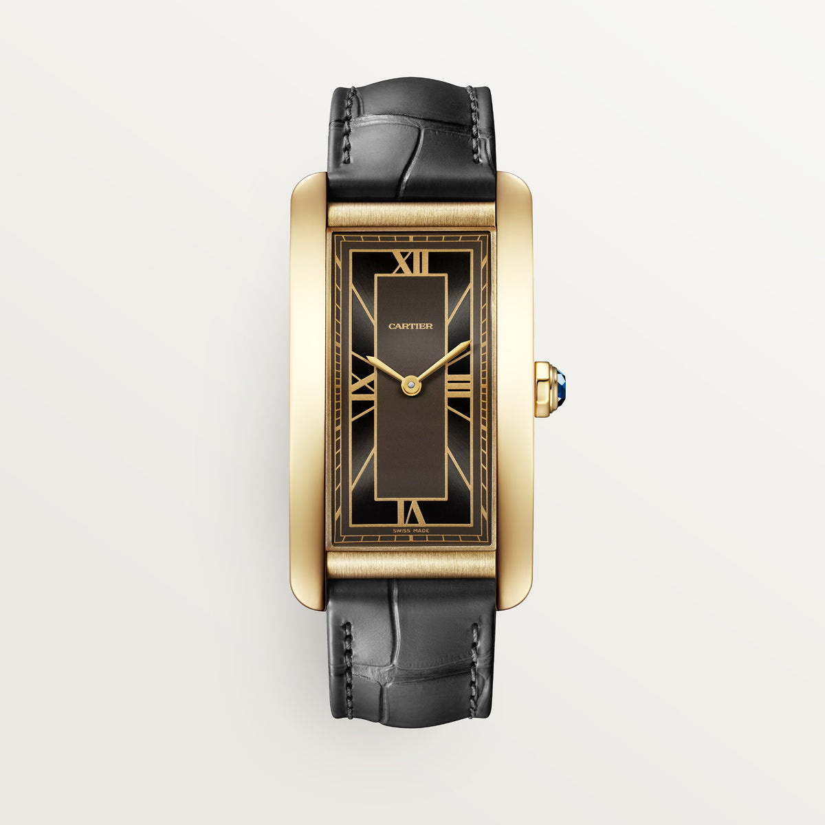 Tank Américaine Large Model | 24.5mm, 18K Yellow Gold, Leather, Grey Dial - image 1