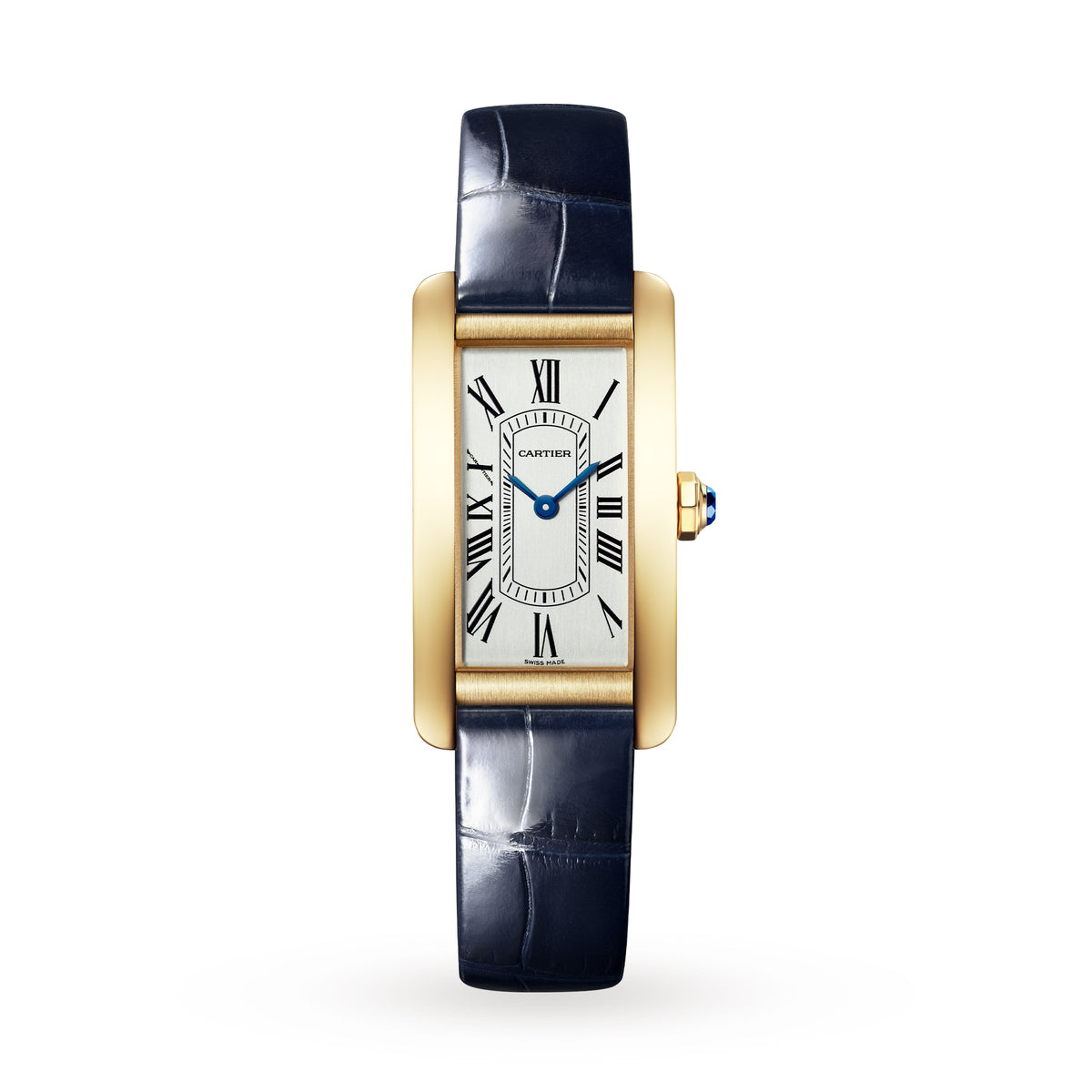 Tank Américaine Small Model | 19.5mm, 18K Yellow Gold, Alligator Leather, Silver Dial - image 1
