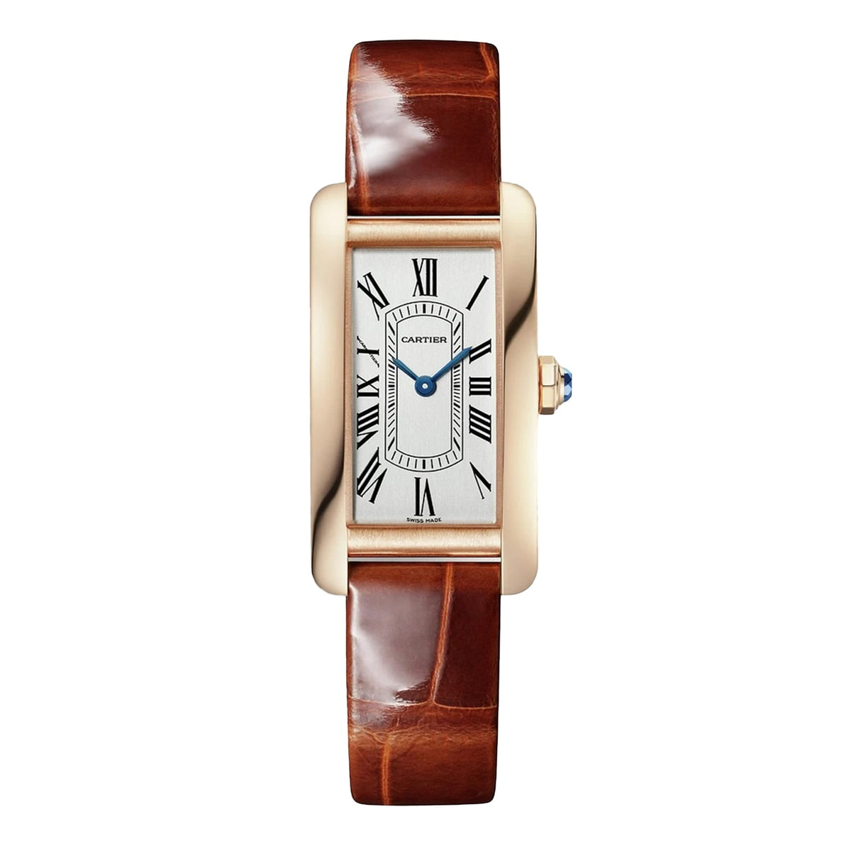 Tank Américaine Small Model | 19.5mm, 18K Rose Gold, Alligator Leather, White Dial - image 1