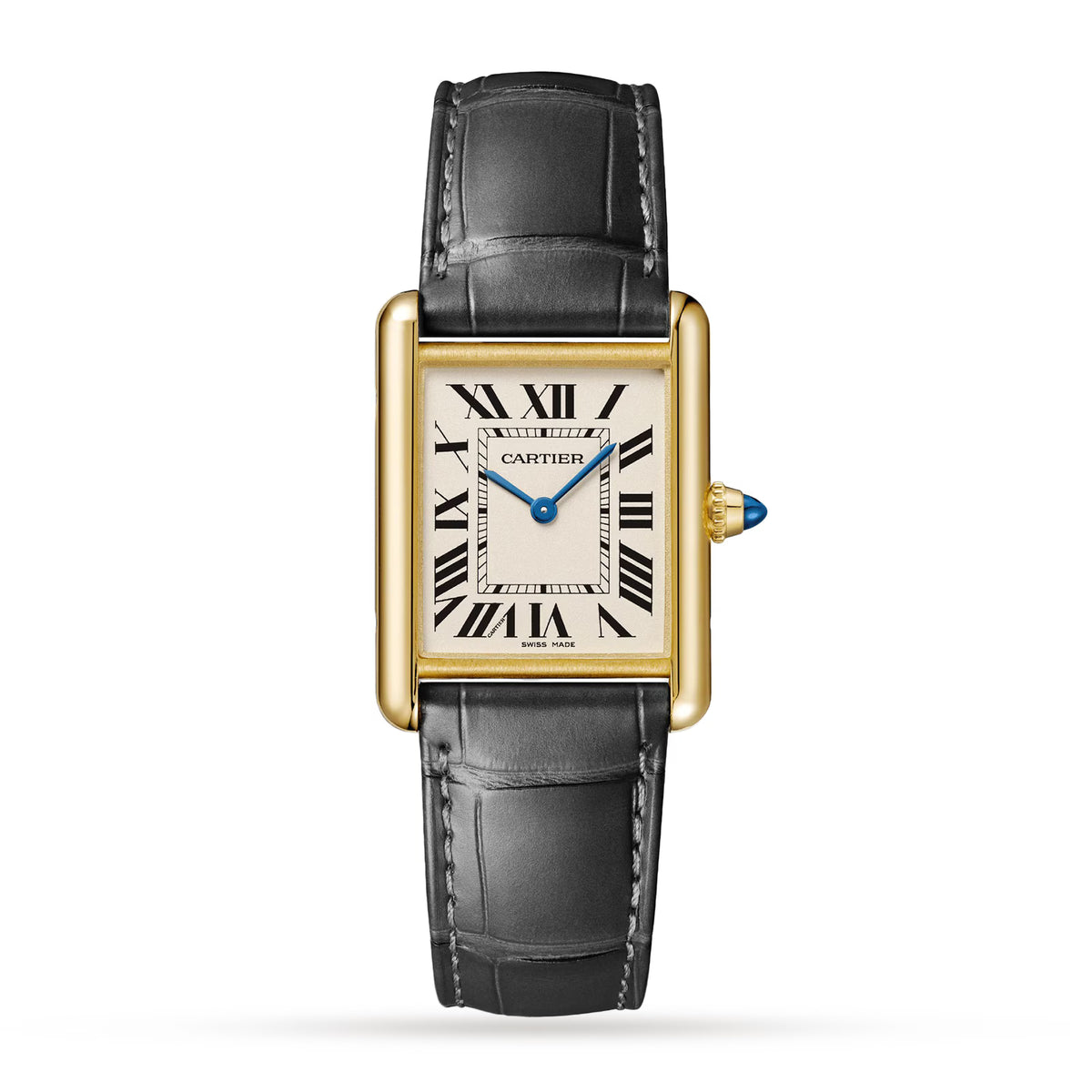 Tank Louis Medium Model | 25.5mm, 18K Yellow Gold, Alligator Leather, White Dial - image 1