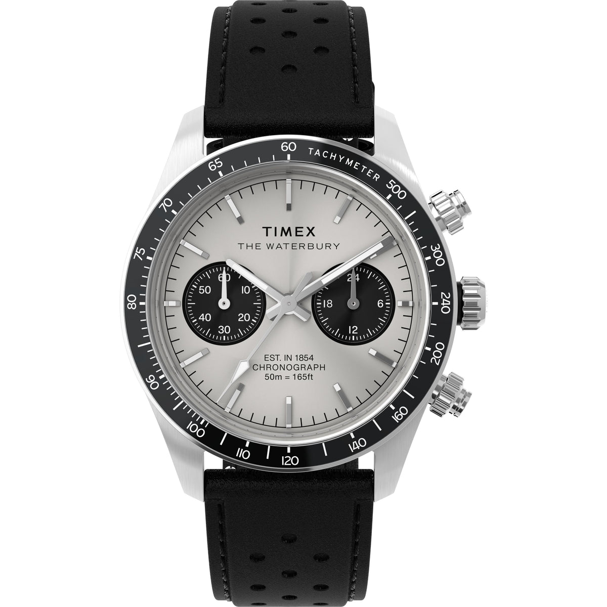 Waterbury Heritage Chronograph | 39mm, Steel, Leather, Silver Dial - image 1