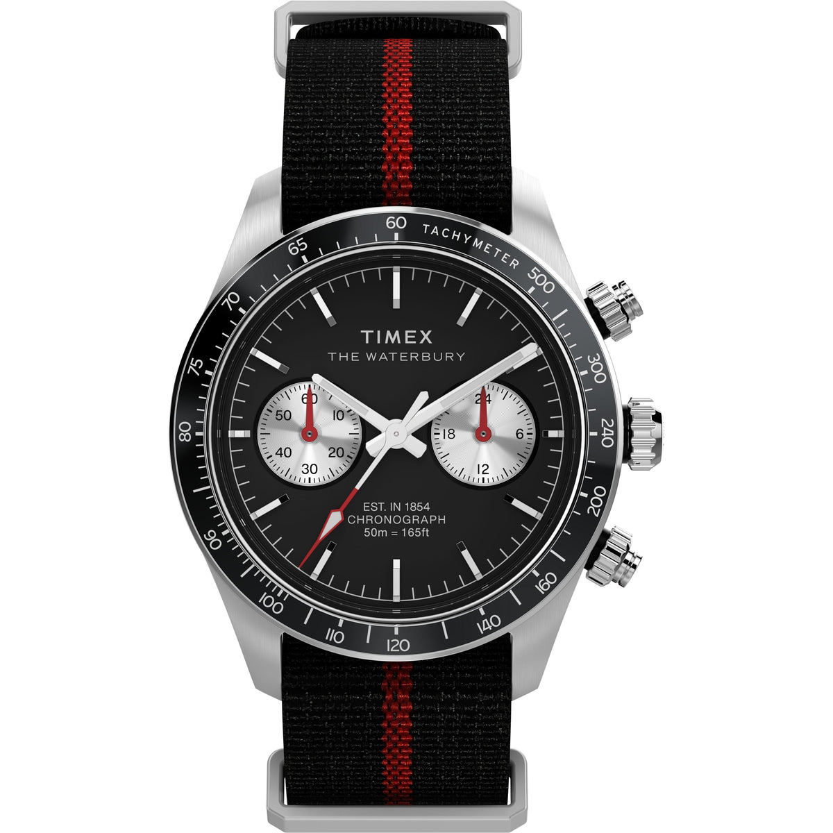 Waterbury Heritage Chronograph | 39mm, Steel, Fabric, Black Dial - image 1