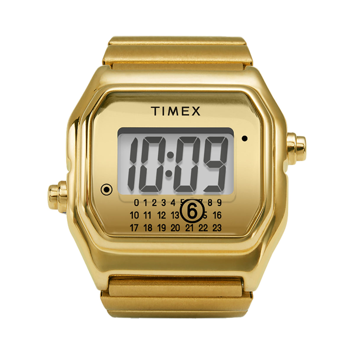 MM6 Gold Tone Digital Ring Watch S/M | 20mm, Steel, Black Dial - image 1
