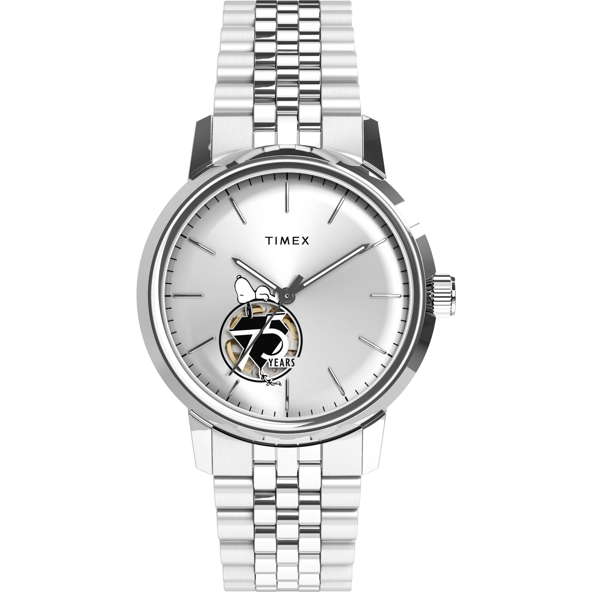 Timex x Peanuts® Marlin® Automatic 75th Anniversary | 40mm, Steel, Silver Dial - image 1