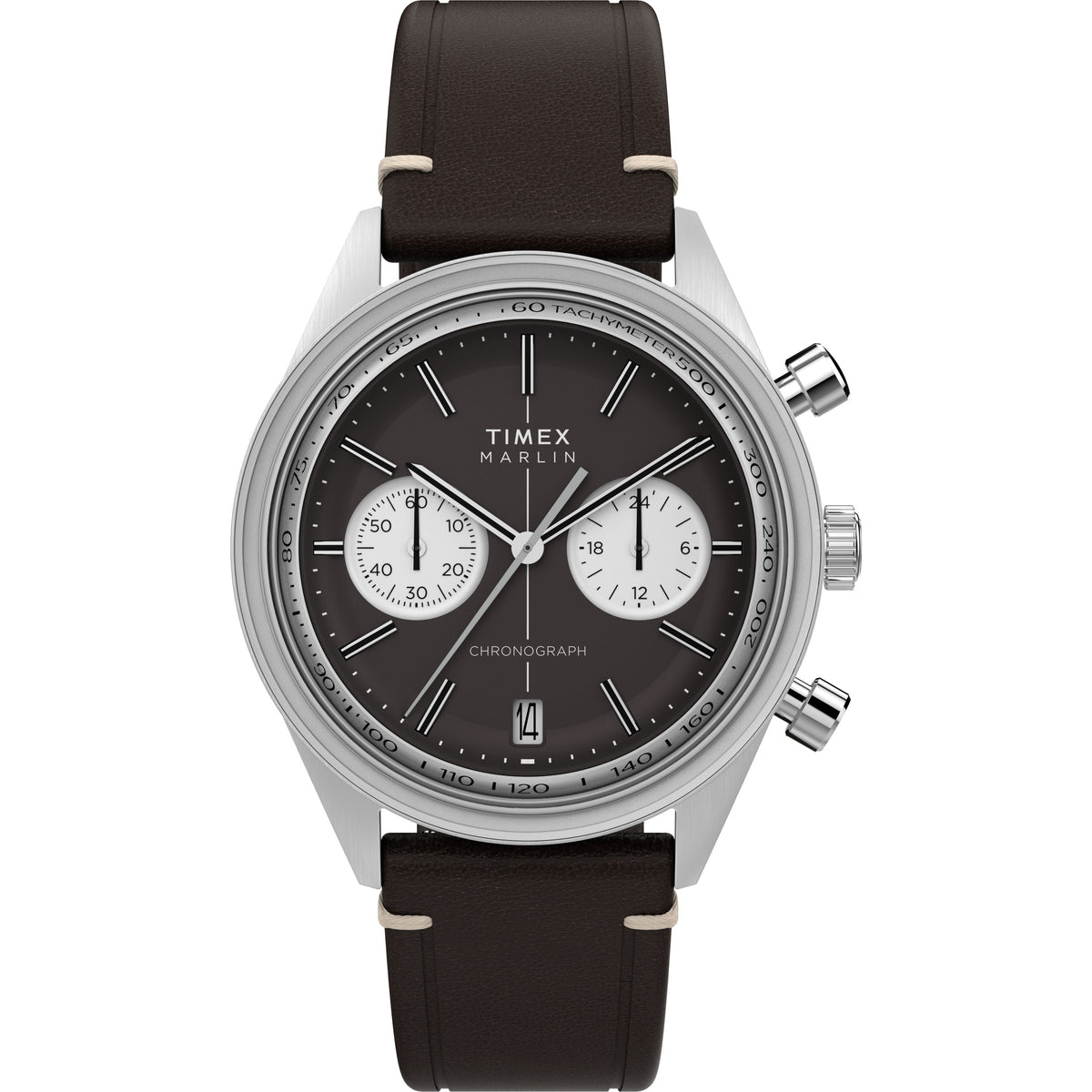 Marlin® Jet Quartz Chronograph | 40mm, Steel, Leather, Brown Dial - image 1