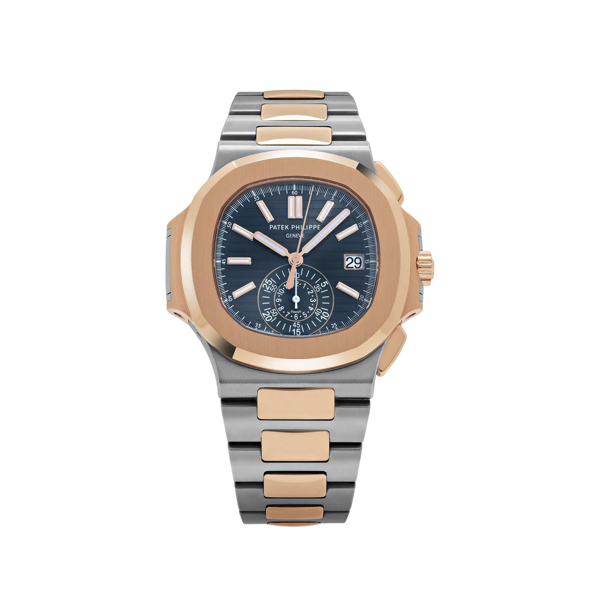 Patek Philippe Nautilus 5980/1AR-001 Chronograph Stainless Steel Rose Gold Blue Dial (2020)